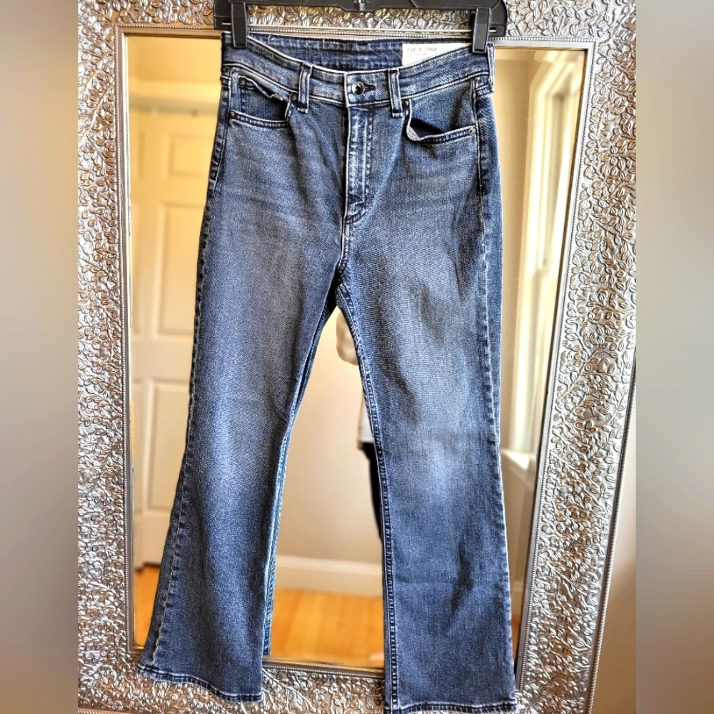 Rag & Bone Women's Nina High-rise‎ Ankle Flare Cool Faded Black Jeans. Size 25.